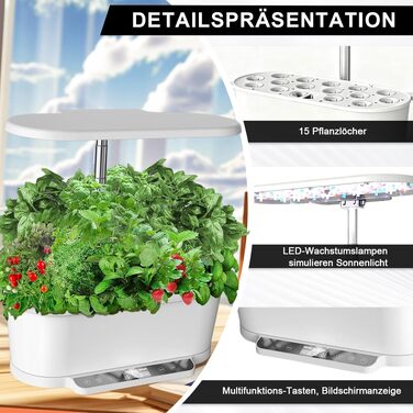 Smart Herb Garden Kit: Гідропонна система для вирощування зелені в приміщенні з LED-підсвіткою та WiFi