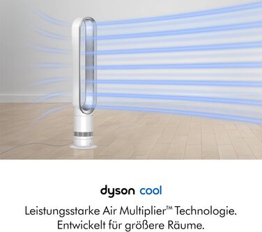 Вентилятор без лопатей Dyson Cool AM07: Потужний, тихий, з пультом, 10 швидкостей, поворот 70° для великих приміщень