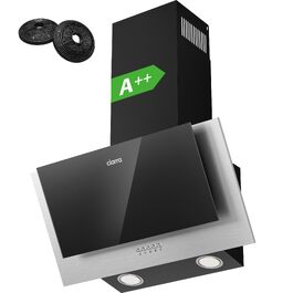 Похила витяжка для кухні CIARRA CBCB6736C 60 см, чорна, потужність 370 м³/год, LED-підсвітка, режим рециркуляції та відведення, рівень шуму 57 дБ