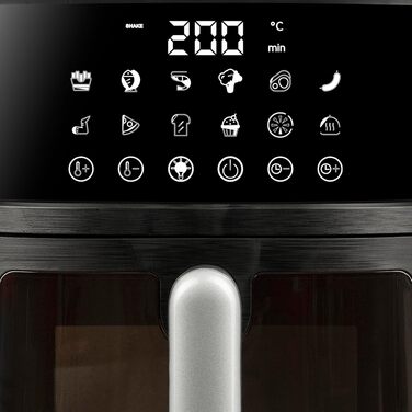 Аерофритюрниця Girmi FG26 Ecofrit Bis з двома зонами приготування, 9 л, 2400 Вт, цифровий дисплей, антипригарне покриття, BPA/PFOA Safe, чорний/сріблястий