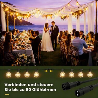 Гірлянда світлодіодна вулична Yuusei 60м з димером, IP45, 82 LED G40 для саду, тераси, вечірки