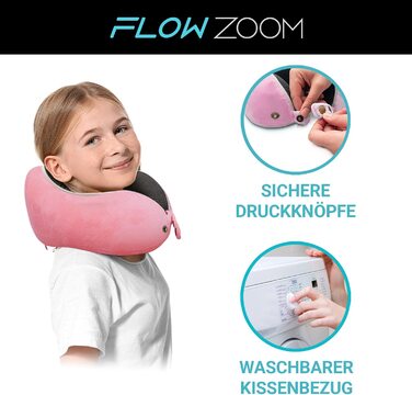 Дитяча подушка для шиї FLOWZOOM для авто, поїзда, літака, м'який чохол, рожева