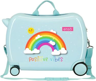 Дитяча валіза Enso Arcoiris Positive Vives синя, 50x39x20 см, 38 л, ABS, кодовий замок, 4 колеса, ручна поклажа