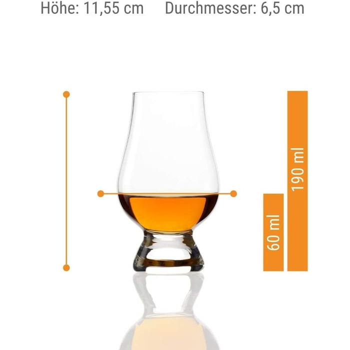 Набір склянок для віскі Glencairn, 4 шт, 190 мл, кришталеве скло, для дегустації, підходить для посудомийної машини