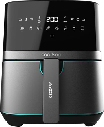Фритюрниця без олії Cecotec Cecofry Full InoxBlack Pro 5500, 5.5 л, 1700 Вт, 8 режимів, PerfectCook, LED-дисплей