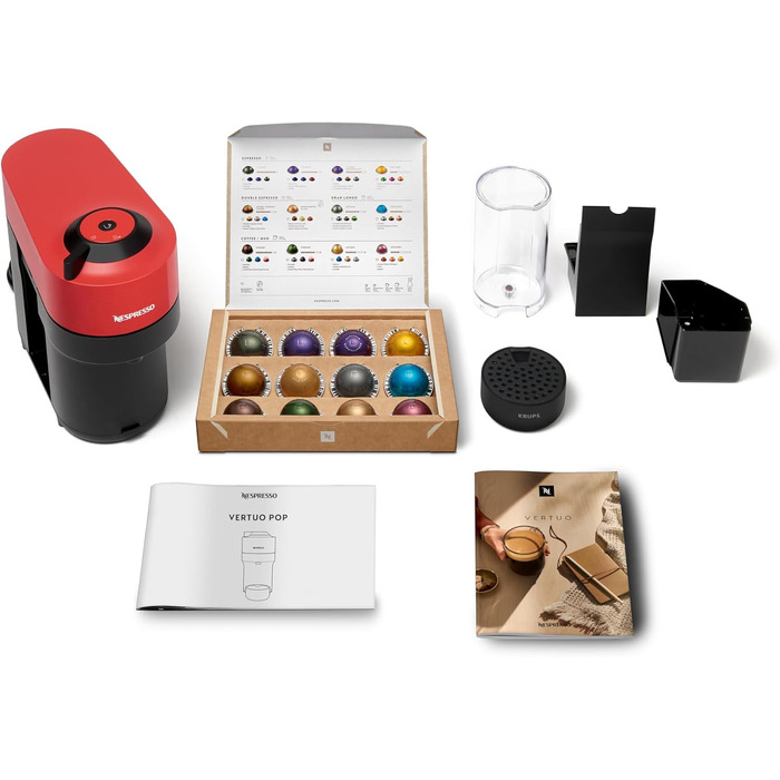 Кавомашина Nespresso Krups Vertuo Pop 560 мл, червоний (XN9205) - капсульна, автоматичне розпізнавання капсул, 4 розміри чашок, швидкий нагрів