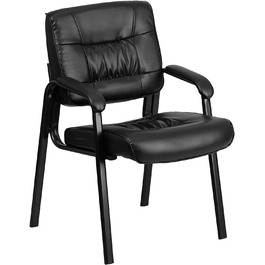 Крісло-табурет Haeger Flash Furniture з шкіри, з порошковим покриттям каркасу кольору титанового сірого, чорне