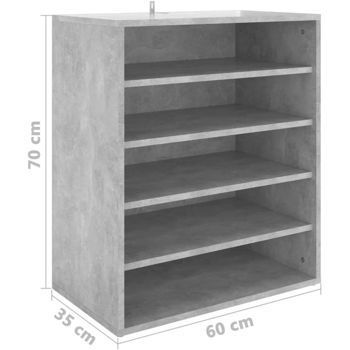 vidaXL Тумба для взуття з 5 полицями, настінна, бетонно-сіра, 60x35x70 см, ДСП