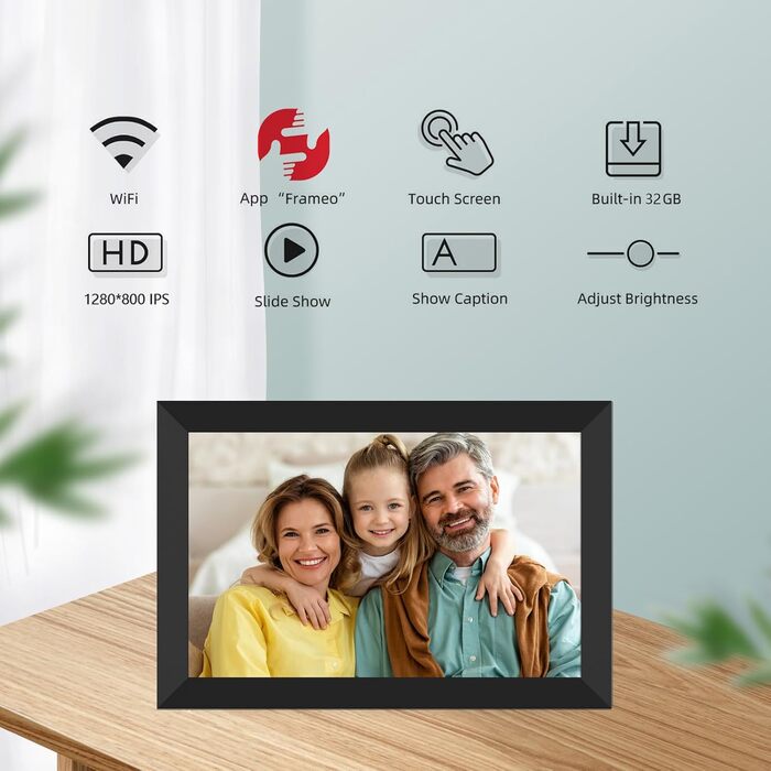 Цифровий фоторамка FRAMEO WLAN 32GB: 10.1 дюймовий Smart Cloud-фоторамка з IPS LCD сенсорним екраном та автоматичним поворотом