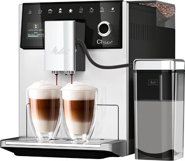 Кавоварка автоматична Melitta CI Touch з молочною системою, вбудованою кавомолкою та капучинатором, для еспресо й капучино, срібляста