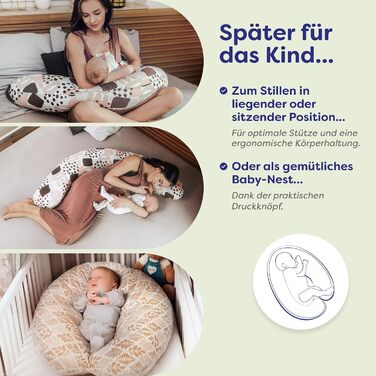Подушка для годування та вагітних Ceba Baby Wildblumen XXL, 190 см, 100% бавовна, сертифікат OEKO-TEX