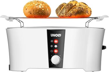 Тостер Unold 38020 Design Dual білий/чорний, 4 функції, 4 тостів, підставка для булочок, 1300 Вт, охолоджуваний корпус