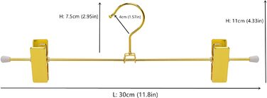 Металеві вішалки для одягу Amber Home 20 шт 30 см, золоті, з антиковзкими затискачами для штанів, спідниць, шорт, білизни, шкарпеток