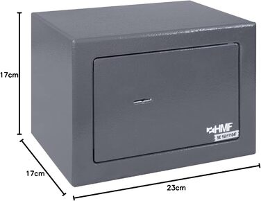 Сейф HMF 49216-11 для меблів, малий, з ключем, 23x17x17 см, антрацит