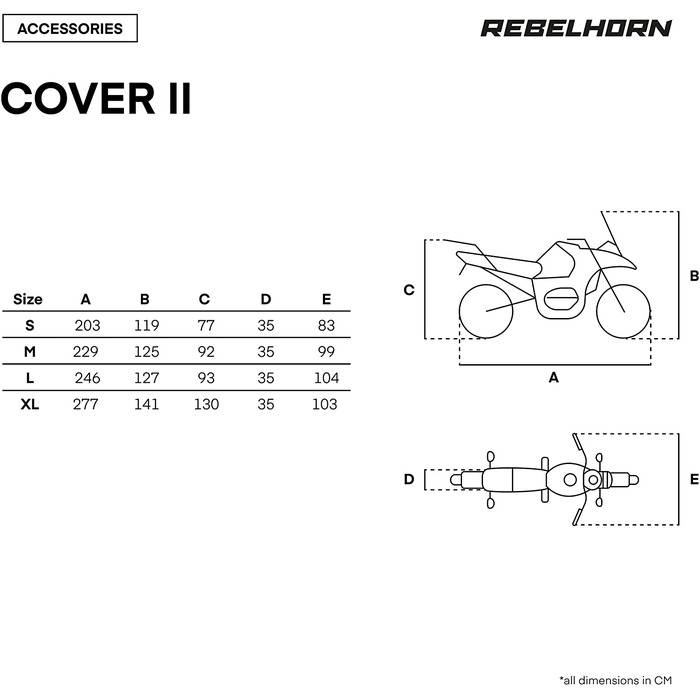 Чохол для мотоцикла REBELHORN Cover II XL, поліестер, антивандальний, з отворами для замка, гумка, чорний