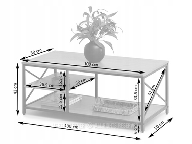 Журнальний стіл Mebel-Partner прямокутний, 100 x 50 x 43 см, білий
