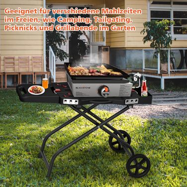 Тристопільний гриль-возок Denmay для Ninja Woodfire OG700 серії, складаний гриль-стійка для Ninja OG701, Pit Boss 10697/10724, 57см Blackstone, Traeger Ranger, з підставкою для столу та кошиком (Dm01)