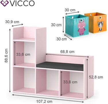 Дитячий стелаж Vicco Luigi рожевий 107,2x88,6 см з 2 коробками