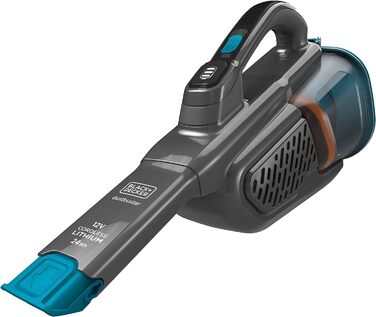 Акумуляторний ручний пилосос BLACK+DECKER BHHV320B, 12В, 25AW, циклонна фільтрація, без мішка, з висувною щілинною насадкою та зарядною станцією, титаново-синій