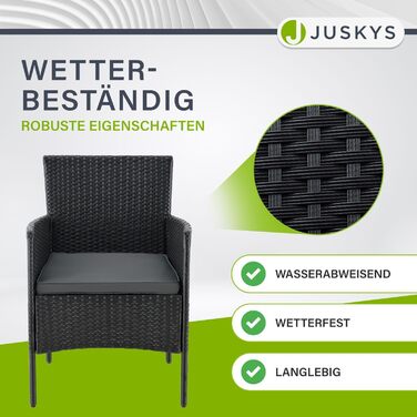 Стовідсотково розкішний комплект меблів для саду та балкону Juskys Fort Myers: 2-місний диван, 2 крісла, стіл, подушки. Чорний/кремовий, стійкий до погодних умов