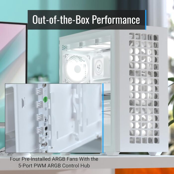 Ігровий корпус AeroCool D502A Mid-Tower, чорний, 4 RGB вентилятори, скляна бічна панель, сітчаста передня панель, підтримка ATX/Micro-ATX/Mini-ITX