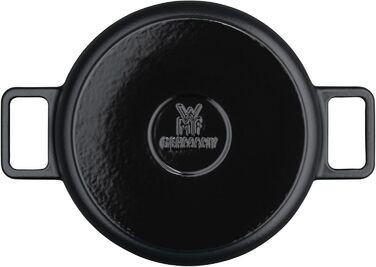 Жаровня WMF Flavour 24 см з чавуну, емальована, для індукції, чорна, з кришкою з конденсаційними виступами, сучасний дизайн