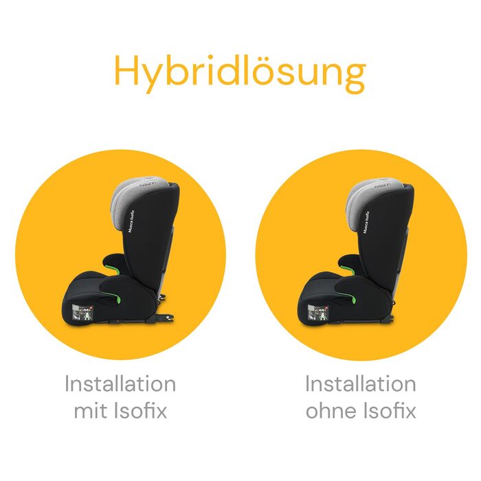 Дитяче автокрісло Osann Musca Isofix i-Size 100-150 см з підголівником, сіро-меланжеве, сидіння-бустер з високою спинкою