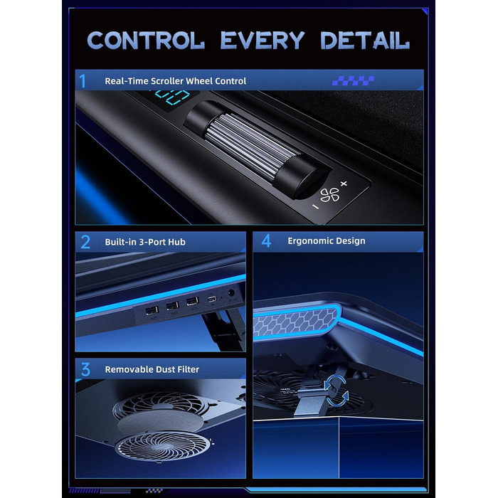 Ігровий охолоджувач для ноутбука Ilano RGB Cooling Pad з підсвіткою