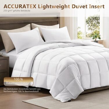 Зимова ковдра ACCURATEX з 100% бавовняним чохлом, 450 г/м², 240×220 см (з літнім наповнювачем 250 г/м²)