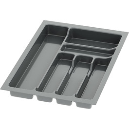 Лоток для столових приборів Sossai Divio, антрацит, 33x49 см, 6 відділень, для шухляд 40 см, підрізний органайзер