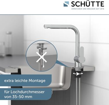 Змішувач кухонний SCHÜTTE RIO 360° поворотний для мийки, одноричажний, високий вилив, хром