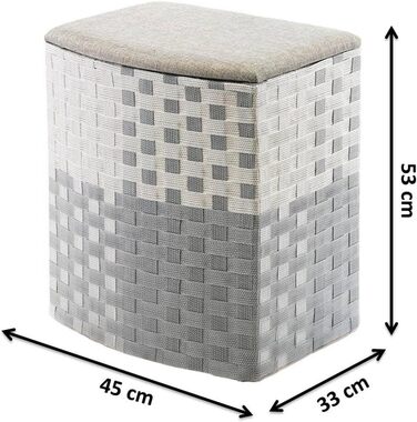 Kobolo кошик для білизни з нейлону, сірий-білий, 44x32x52 см