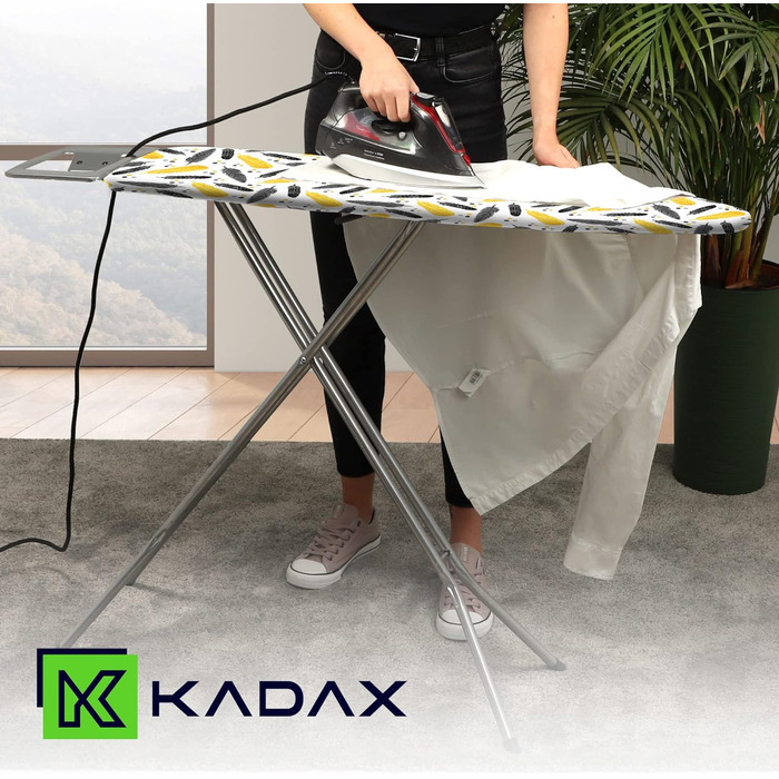 Праскадошка KADAX для прасування з парогенератором, регульована висота, знімний чохол, антиковзні ніжки, 105x30 см, білий/сріблястий