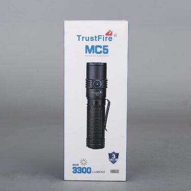 Ліхтарик TrustFire MC5 LED 3300 люменів, тактичний, ультраяскравий, IPX8 водонепроникний, акумуляторний, чорний