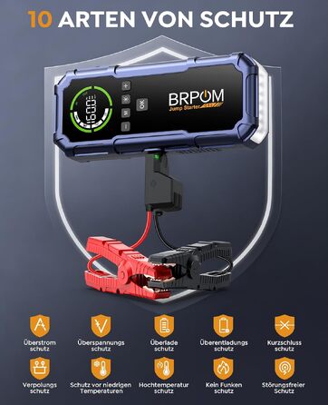 Пусковий пристрій BRPOM 9000A з компресором 160 PSI та Powerbank, фіолетовий