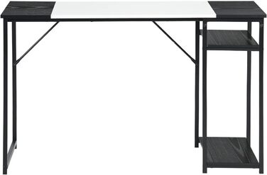 Письмовий стіл з полицями FurnitureR 120x60x74 см, дерев'яний та металевий, для дому, офісу, вітальні, індустріальний стиль, чорно-коричневий
