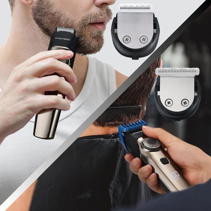 Машинка для стрижки волосся та бороди BarberBoss QR-6083, тример для носа, 39 рівнів, керамічне лезо, водостійка, LED-дисплей