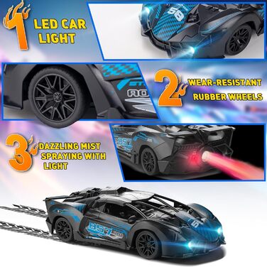 Радіокерований автомобіль Bugetti 1:18 з пультом, розпилювачем води, світлодіодами, акумулятором, для дітей від 3 років (Синій)