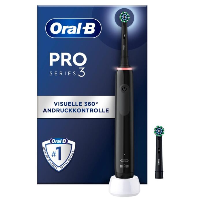 Електрична зубна щітка Oral-B PRO 3 3000, чорна (1 щітка + 2 насадки)