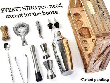 Набір для приготування коктейлів Mixology & Craft Cocktail Shaker Set 11-tlg. з нержавіючої сталі з барним аксесуаром - сріблястий, коричневий, дерево