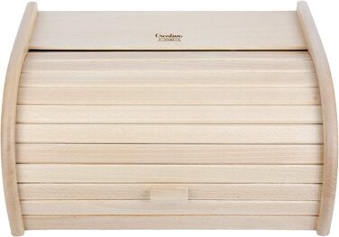 Дерев'яний хлібниця з роликовою кришкою Creative Home, 38x28,5x17,5 см, натуральна, для хліба, булочок та випічки, стильна хлібна скриня для кухні
