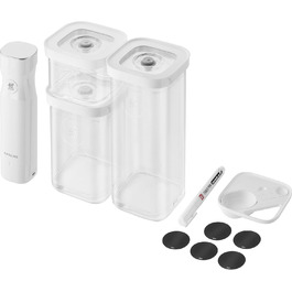 Вакуумний набір для зберігання продуктів ZWILLING FRESH & SAVE CUBE S, 6 предметів: 3 контейнери, вакуумний насос, мірна ложка, NFC-етикетки