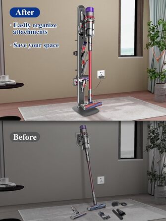 Підставка для пилососа Dyson Gen5, V16, V15, V12, V11, V10, V8, V7, V6 — металевий тримач для аксесуарів без свердління, темно-сірий