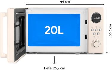 Мікрохвильова піч MEDION Retro 20 л 800 Вт, 8 програм, беж