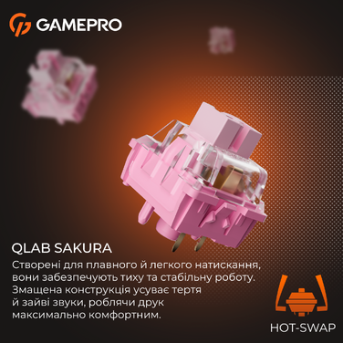 Дротова механічна клавіатура GamePro MK160 V2 Warden QLAB Sakura White (MK160-V2-BL-QS)