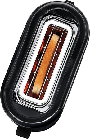 Тостер WMF Küchenminis для 1 тосту XXL, з підставкою для булочок, розморожування, 7 рівнів підсмажування, 600 Вт, нержавіюча сталь, чорний матовий