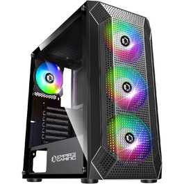 Ігровий корпус для ПК EMPIRE GAMING Ruby ARGB, середній Tower ATX/MATX/ITX, 4 вентилятори 120 мм, адресне підсвічування RGB, акрилова бічна панель, чорний