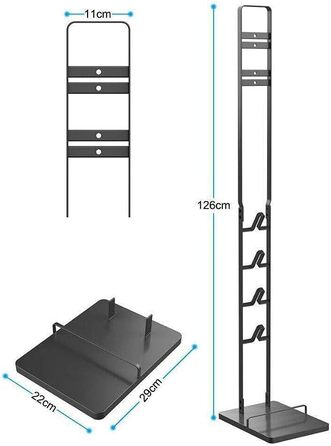Підставка-стійка Trade-Shop для бездротового пилососа Dyson V15/V12/V11/V10/V8/V7/V6, темно-сіра, з тримачем для аксесуарів та насадкою для вологого прибирання