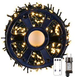 Світлодіодна гірлянда MAGGIFT 60м 600 LED для новорічного дерева та декору, теплий білий колір, водонепроникна, 8 режимів, таймер та пульт керування, для дому та вулиці