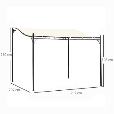 Намет з навісом для садової альтанки Outsunny Pergola металевий, кремовий, 297x297см